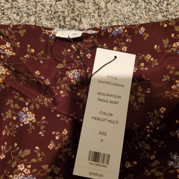 NWT Veronica Beard Taras Skirt Merlot Multi 0 - Picture 3 of 5